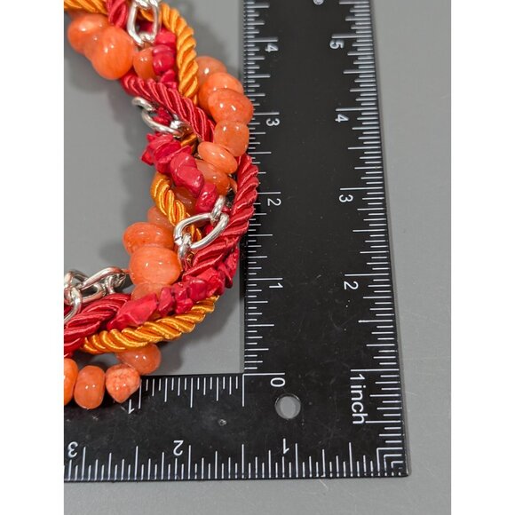 Orange Red Statement Necklace Bold Chunky Faux Coral Twist Beach Coastal Boho - Picture 11 of 11